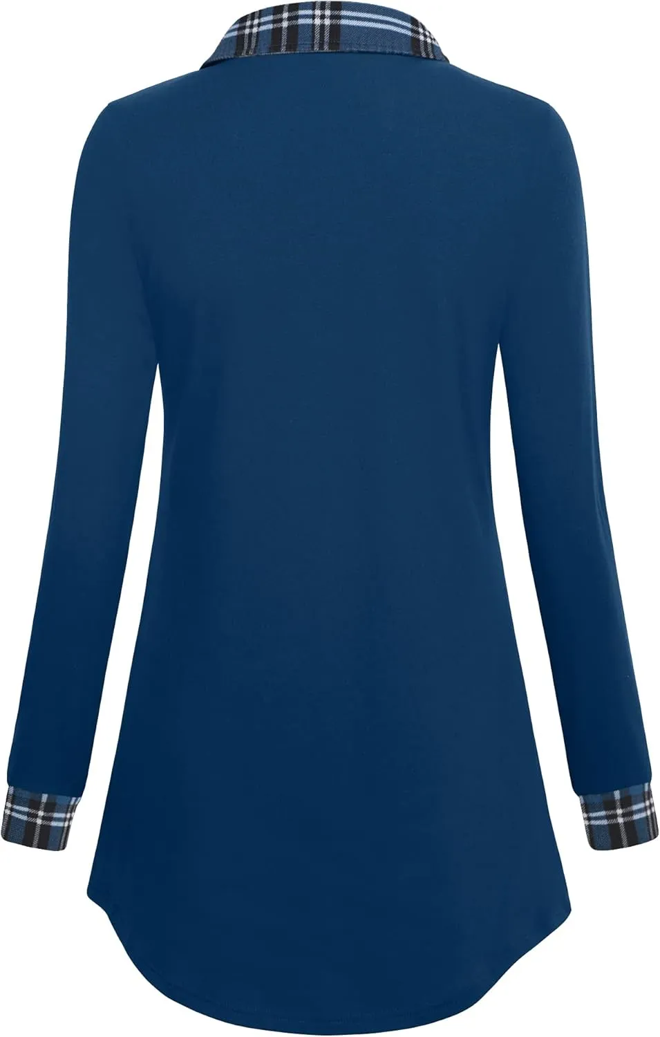Gaharu Women's Swing Tunic Notch Collar Ladies Button Sweatshirt Long Sleeve Pullover Shirt Tops