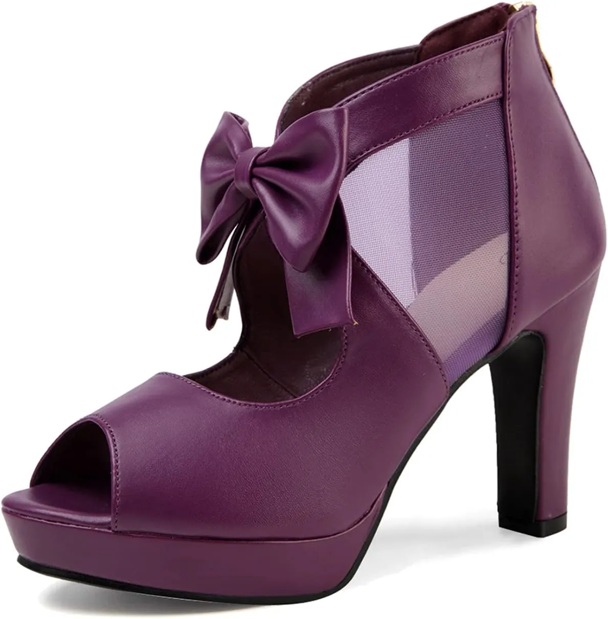 GATUXUS Open Toe Women Platform High Heel Shoes Bows Strappy Sandals