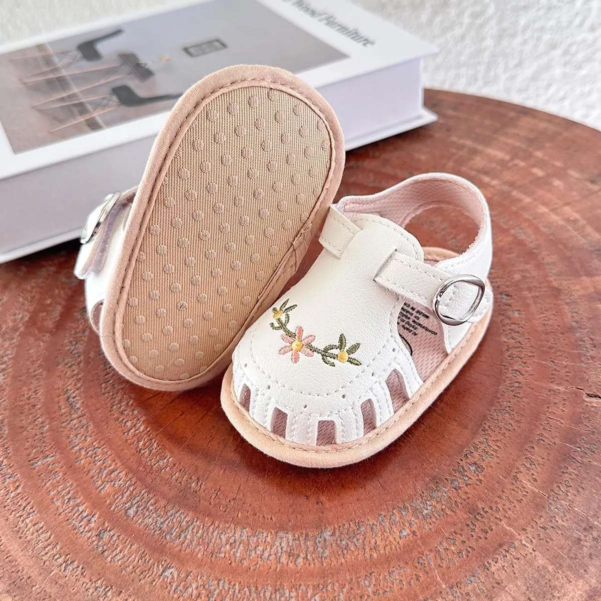GDSDYM Infant Baby Girls Summer Sandals with Flower Bowknot Soft Sole Wedding Dress Flats Newborn First Walkers Crib Dress Shoes