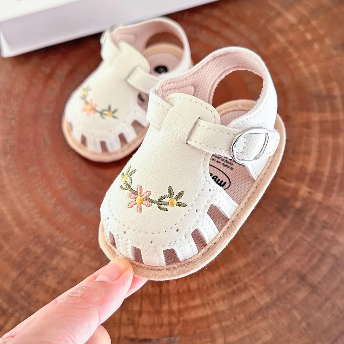GDSDYM Infant Baby Girls Summer Sandals with Flower Bowknot Soft Sole Wedding Dress Flats Newborn First Walkers Crib Dress Shoes