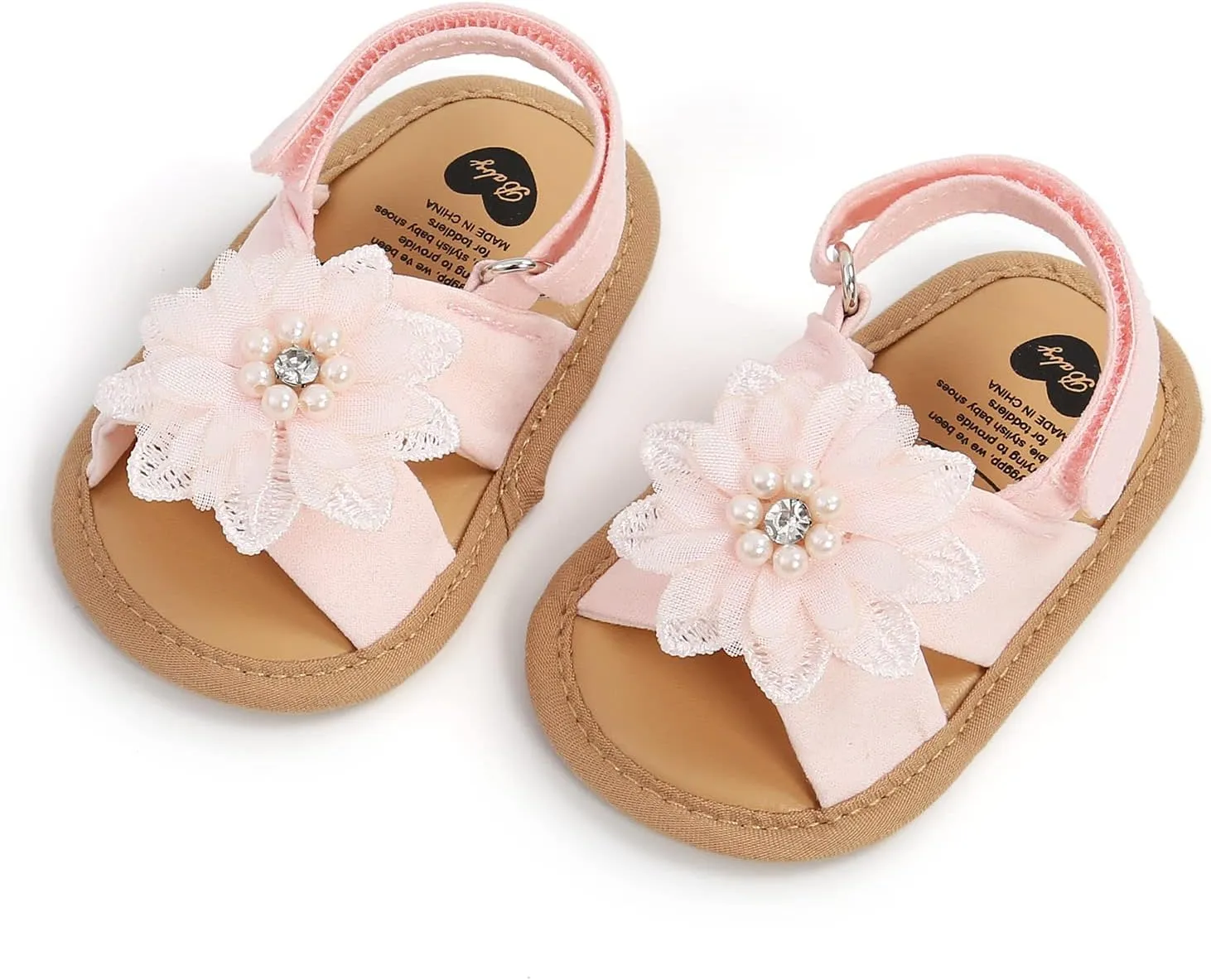 GDSDYM Infant Baby Girls Summer Sandals with Flower Bowknot Soft Sole Wedding Dress Flats Newborn First Walkers Crib Dress Shoes