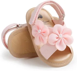 GDSDYM Infant Baby Girls Summer Sandals with Flower Bowknot Soft Sole Wedding Dress Flats Newborn First Walkers Crib Dress Shoes