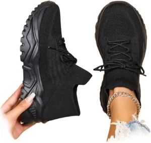 Geerta Women's Summer 2025 Fashion Sportive Plain Color Lace Up Sneakers Casual Comfortable Sports Low Top Sneakers Trendy Mesh Breathable Tennis Shoes Daily Life