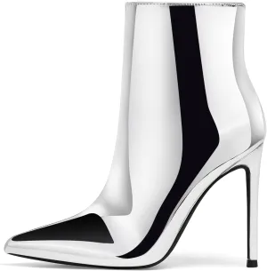 GENSHUO Ankle Boots For Women Pointed Toe 4 Inch High Heel Zipper Stiletto Heels Fall Booties
