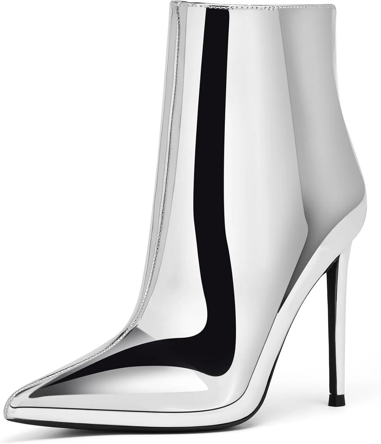 GENSHUO Ankle Boots For Women Pointed Toe 4 Inch High Heel Zipper Stiletto Heels Fall Booties