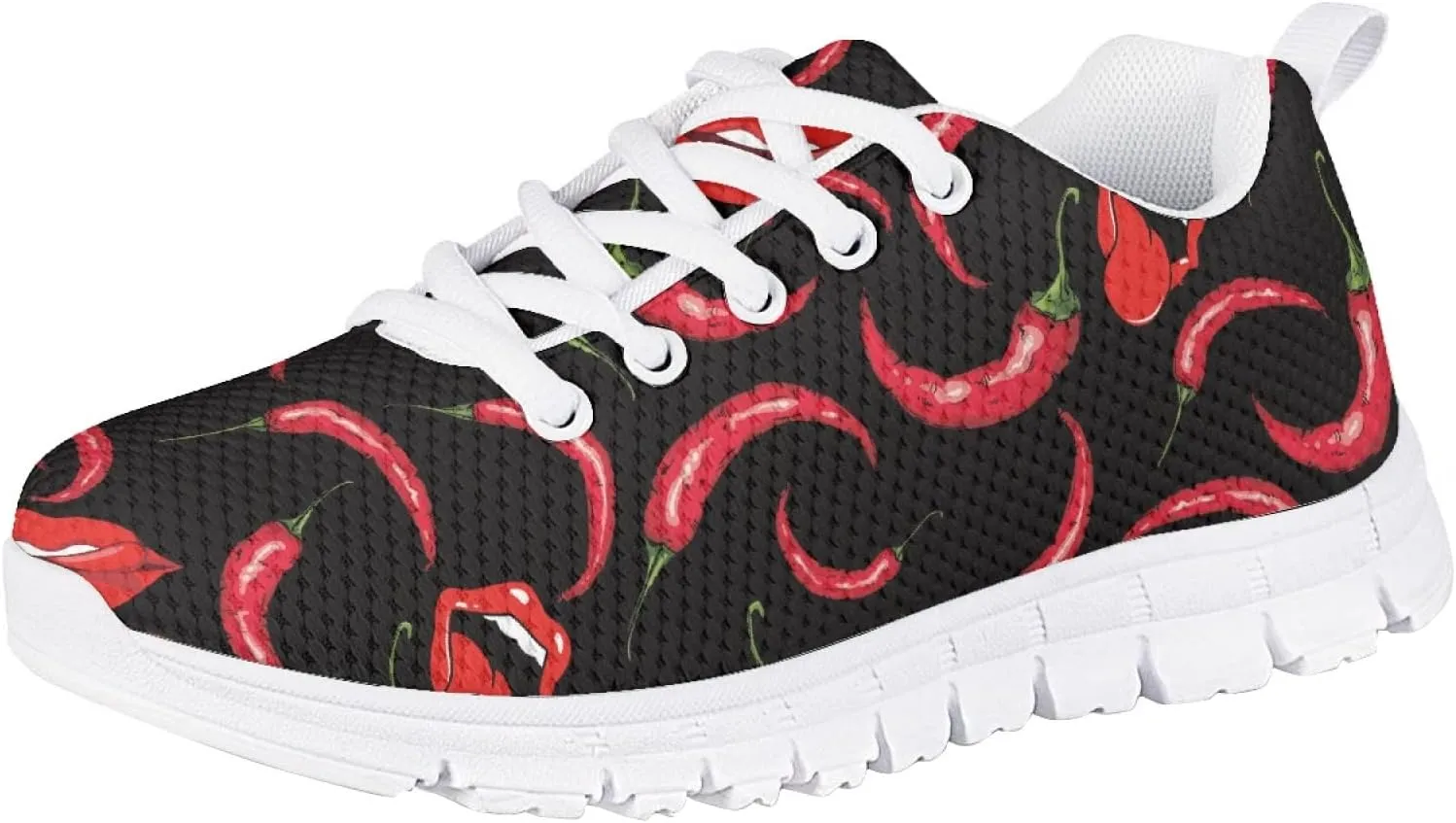 Girls Cute Running Shoes Novelty Graphic Print Lightweight Tennis Sneakers Kids Casual Lace Up Breathable Mesh Shoes