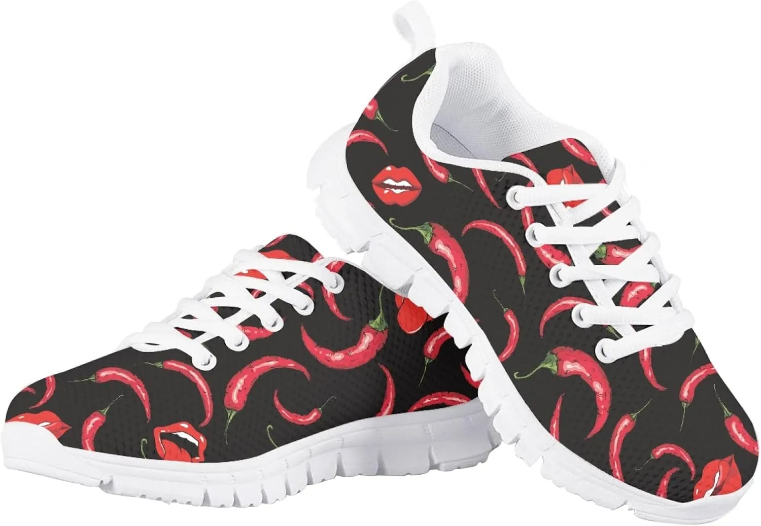 Girls Cute Running Shoes Novelty Graphic Print Lightweight Tennis Sneakers Kids Casual Lace Up Breathable Mesh Shoes