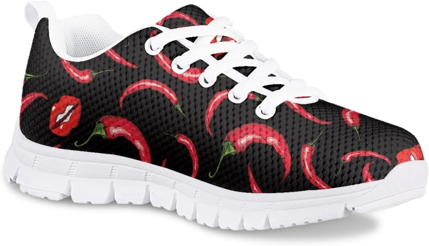 Girls Cute Running Shoes Novelty Graphic Print Lightweight Tennis Sneakers Kids Casual Lace Up Breathable Mesh Shoes
