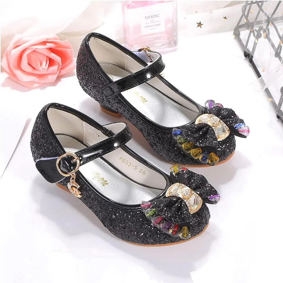 Girls Dress Shoes Adorable Sparkle Mary Jane Flats for Wedding Party