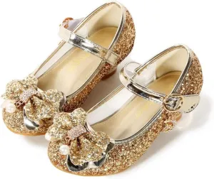 Girls Dress Shoes Adorable Sparkle Mary Jane Flats for Wedding Party