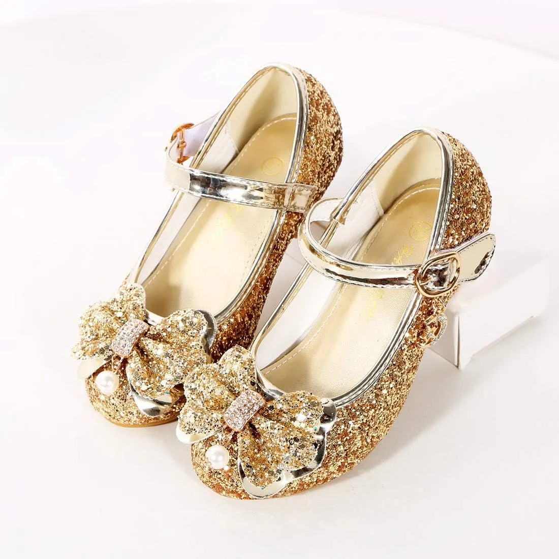 Girls Dress Shoes Adorable Sparkle Mary Jane Flats for Wedding Party