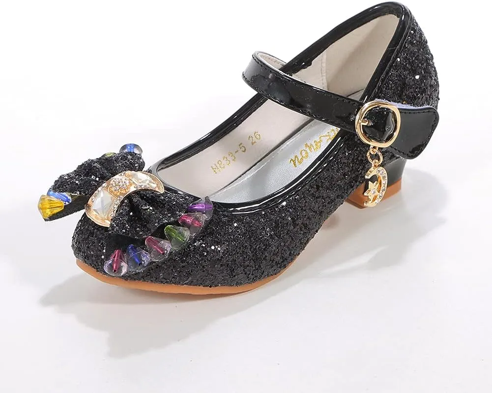 Girls Dress Shoes Adorable Sparkle Mary Jane Flats for Wedding Party