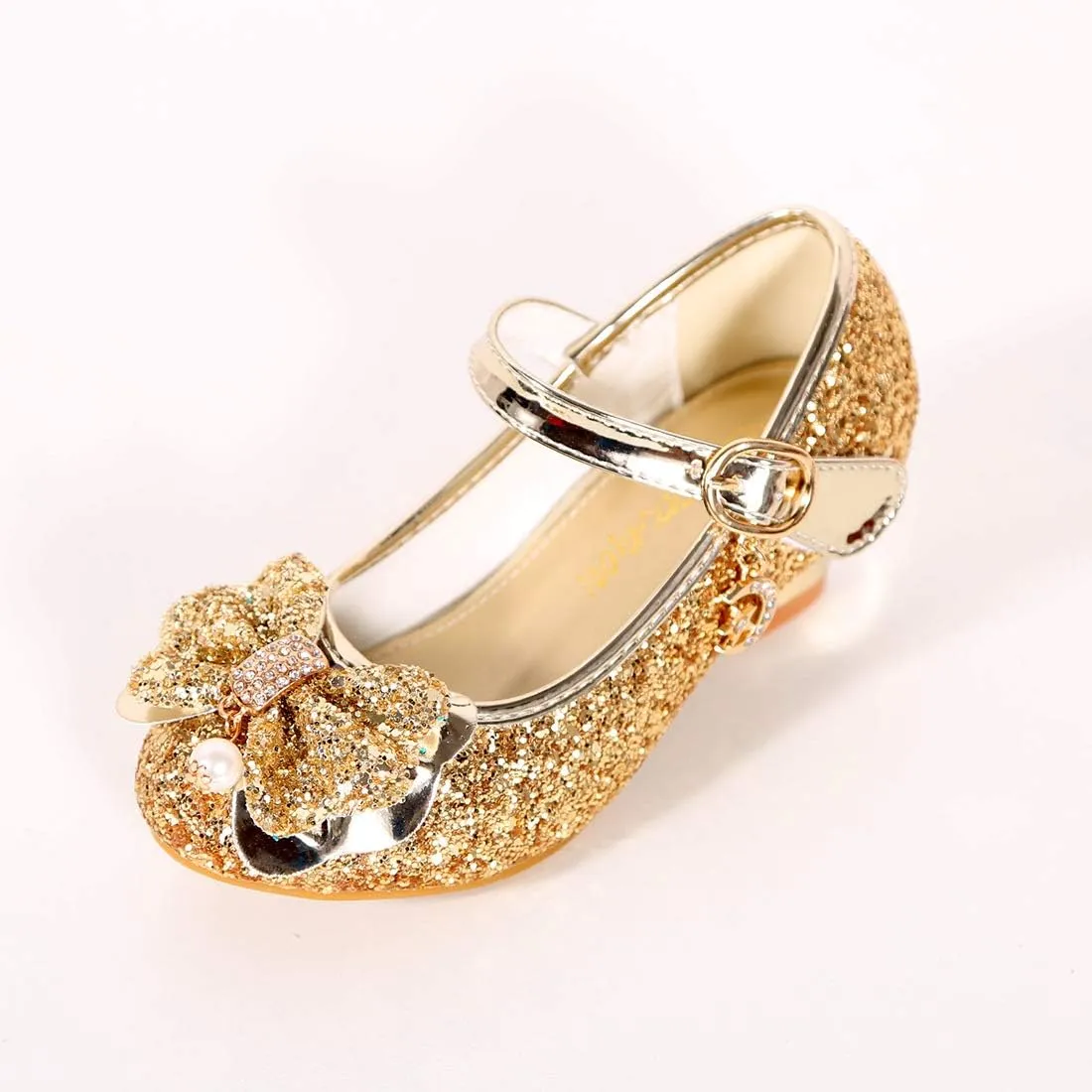 Girls Dress Shoes Adorable Sparkle Mary Jane Flats for Wedding Party
