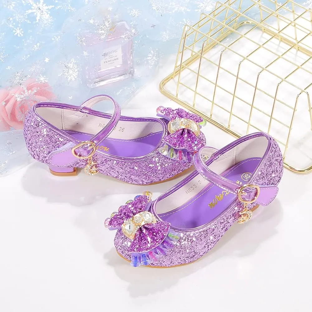 Girls Dress Shoes Adorable Sparkle Mary Jane Flats for Wedding Party