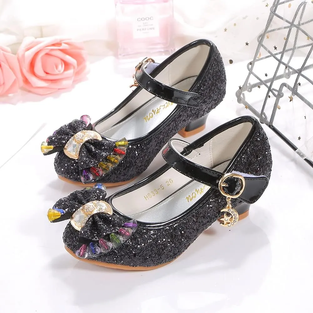 Girls Dress Shoes Adorable Sparkle Mary Jane Flats for Wedding Party