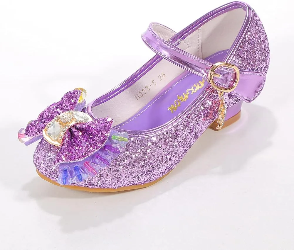 Girls Dress Shoes Adorable Sparkle Mary Jane Flats for Wedding Party