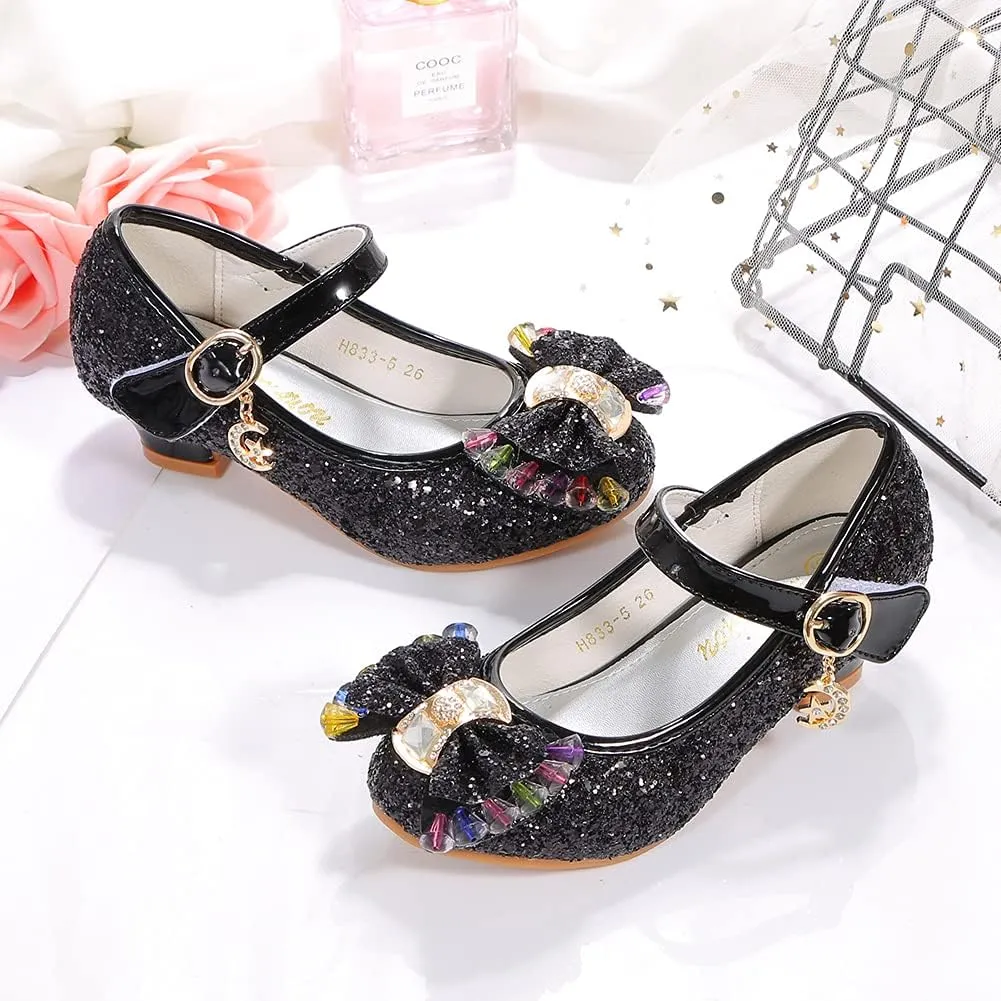 Girls Dress Shoes Adorable Sparkle Mary Jane Flats for Wedding Party