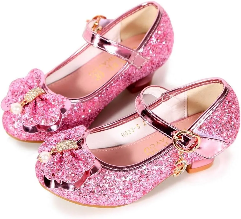 Girls Dress Shoes Adorable Sparkle Mary Jane Flats for Wedding Party