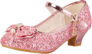 Girls Dress Shoes Adorable Sparkle Mary Jane Flats for Wedding Party
