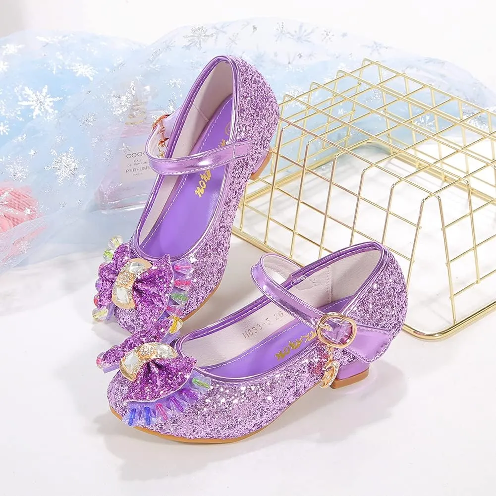 Girls Dress Shoes Adorable Sparkle Mary Jane Flats for Wedding Party