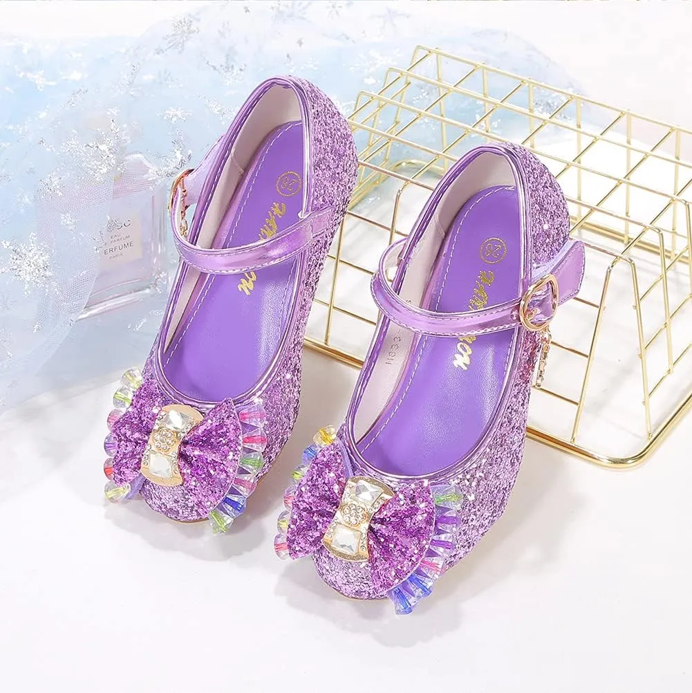 Girls Dress Shoes Adorable Sparkle Mary Jane Flats for Wedding Party