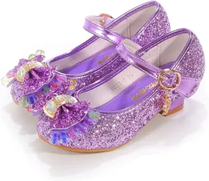 Girls Dress Shoes Adorable Sparkle Mary Jane Flats for Wedding Party