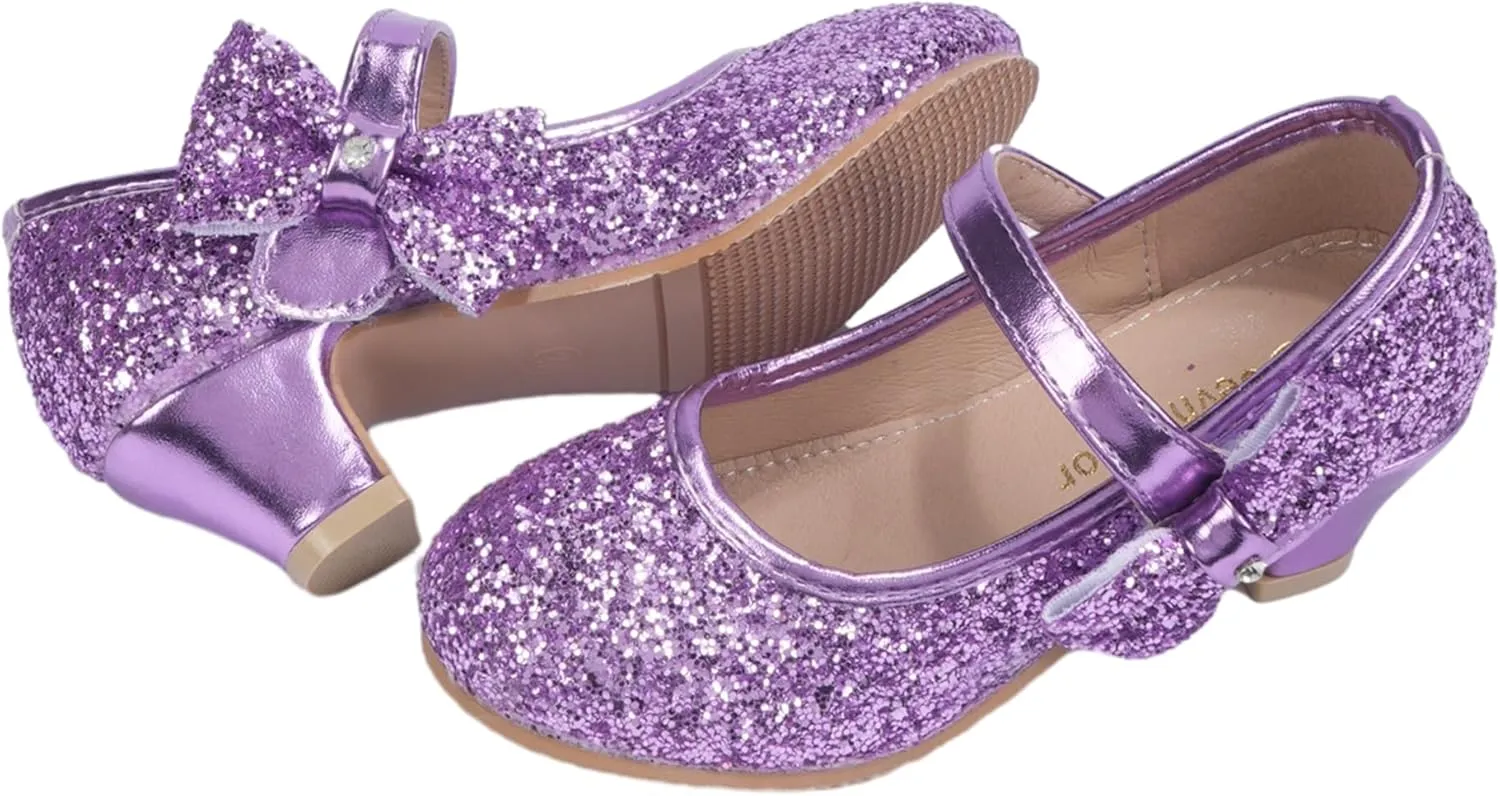 Girls Dress Shoes Low Heel Princess Shoes Wedding Party Mary Jane Flats for Toddler/Little Kids