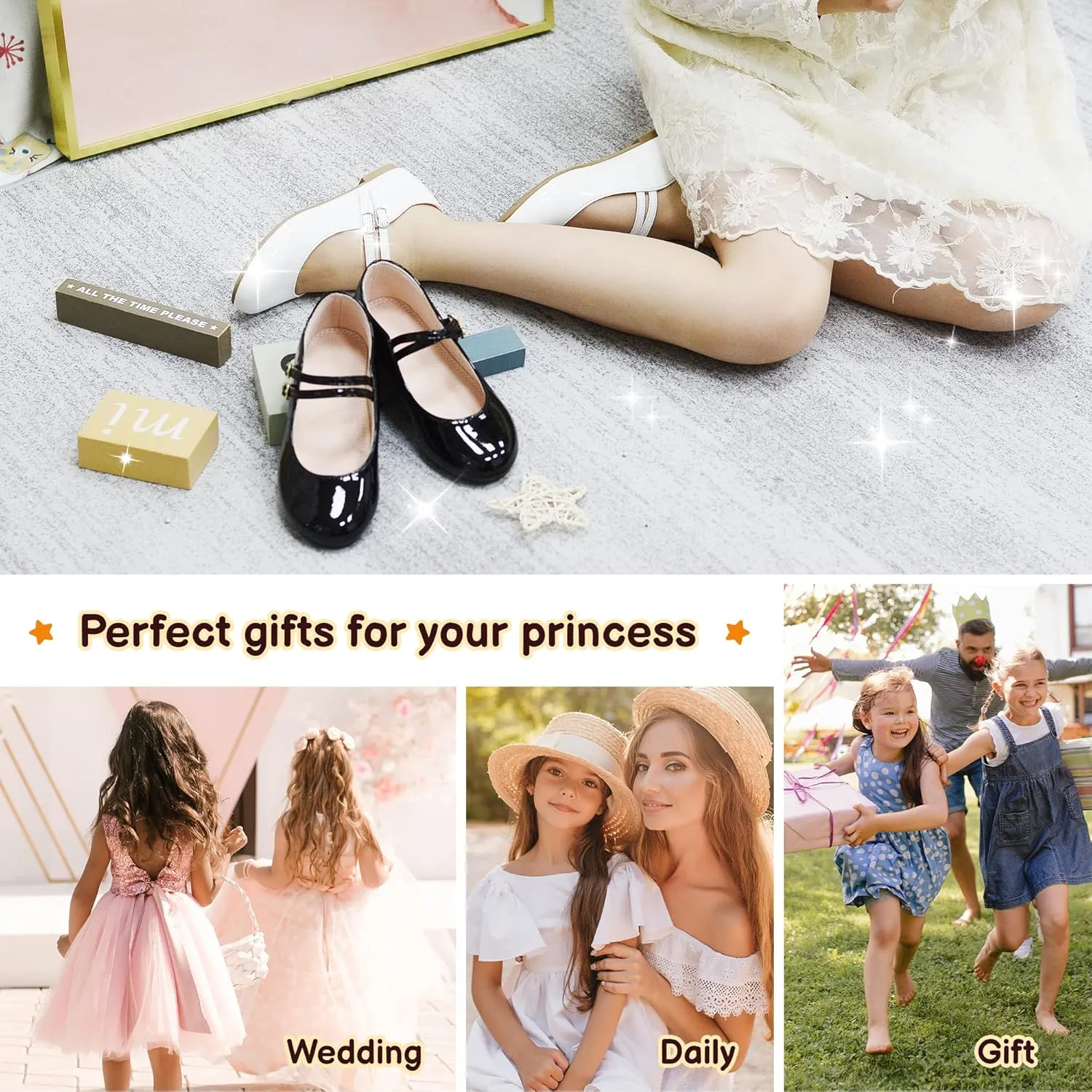 Girls Dress Shoes Mary Jane Shoes for Girls,Princess Ballet Flats Flower Girl Wedding Party School Shoes