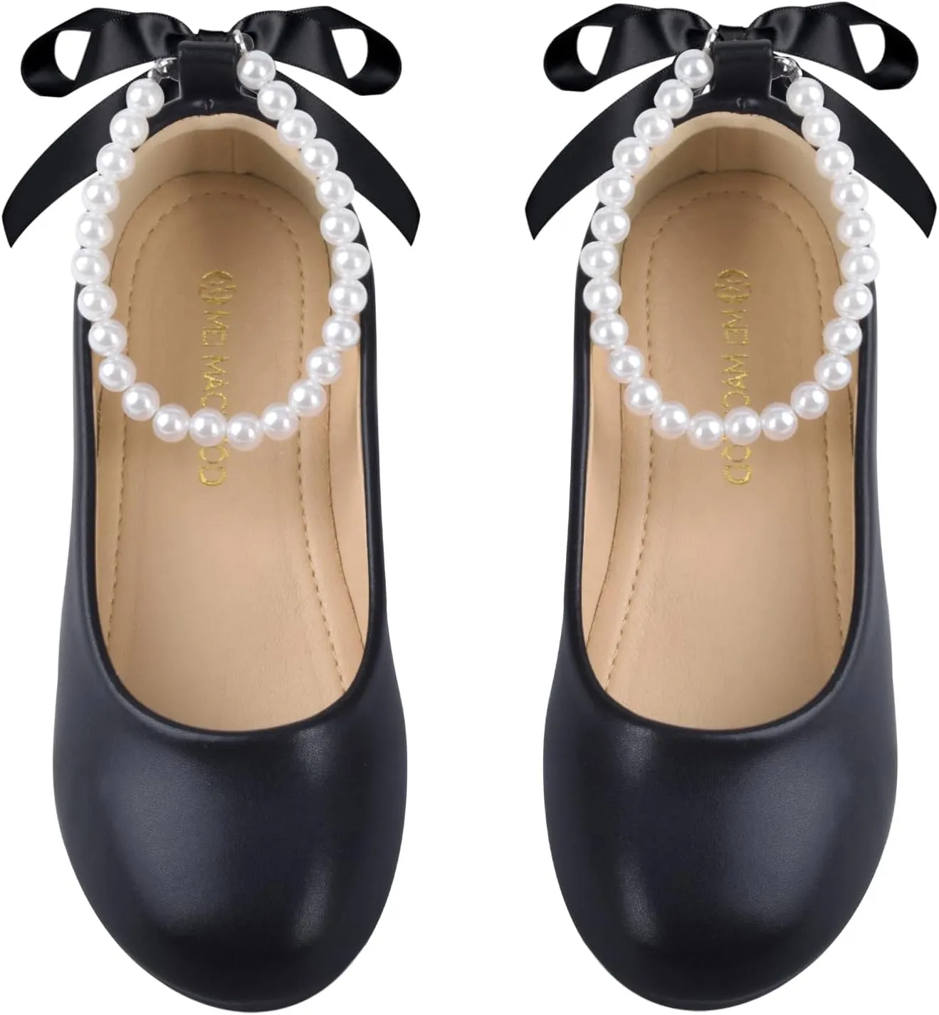 Girls Dress Shoes Princess Ballet Flats Low Heel Mary Jane Glitter Shoes with Elastic Strap for Toddler Little Big Kids