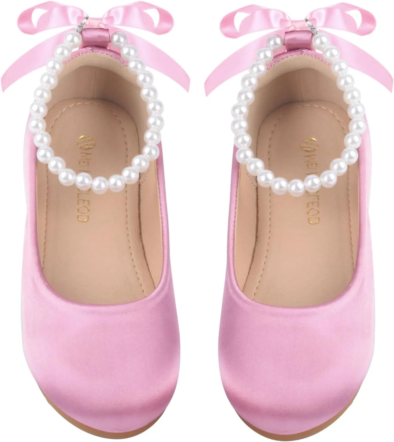 Girls Dress Shoes Princess Ballet Flats Low Heel Mary Jane Glitter Shoes with Elastic Strap for Toddler Little Big Kids