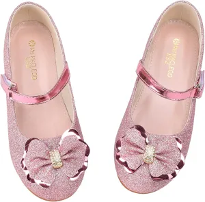 Girls Mary Jane Dress Shoes Rhinestone Dress Shoes Slip On Girl Ballet Flats for Wedding Party, Christmas（Little Kid/Big Kid）