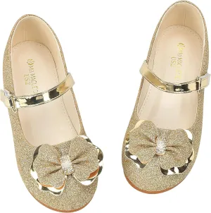 Girls Mary Jane Dress Shoes Rhinestone Dress Shoes Slip On Girl Ballet Flats for Wedding Party, Christmas（Little Kid/Big Kid）