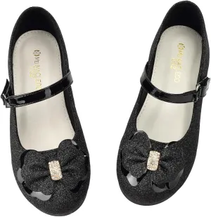 Girls Mary Jane Dress Shoes Rhinestone Dress Shoes Slip On Girl Ballet Flats for Wedding Party, Christmas（Little Kid/Big Kid）