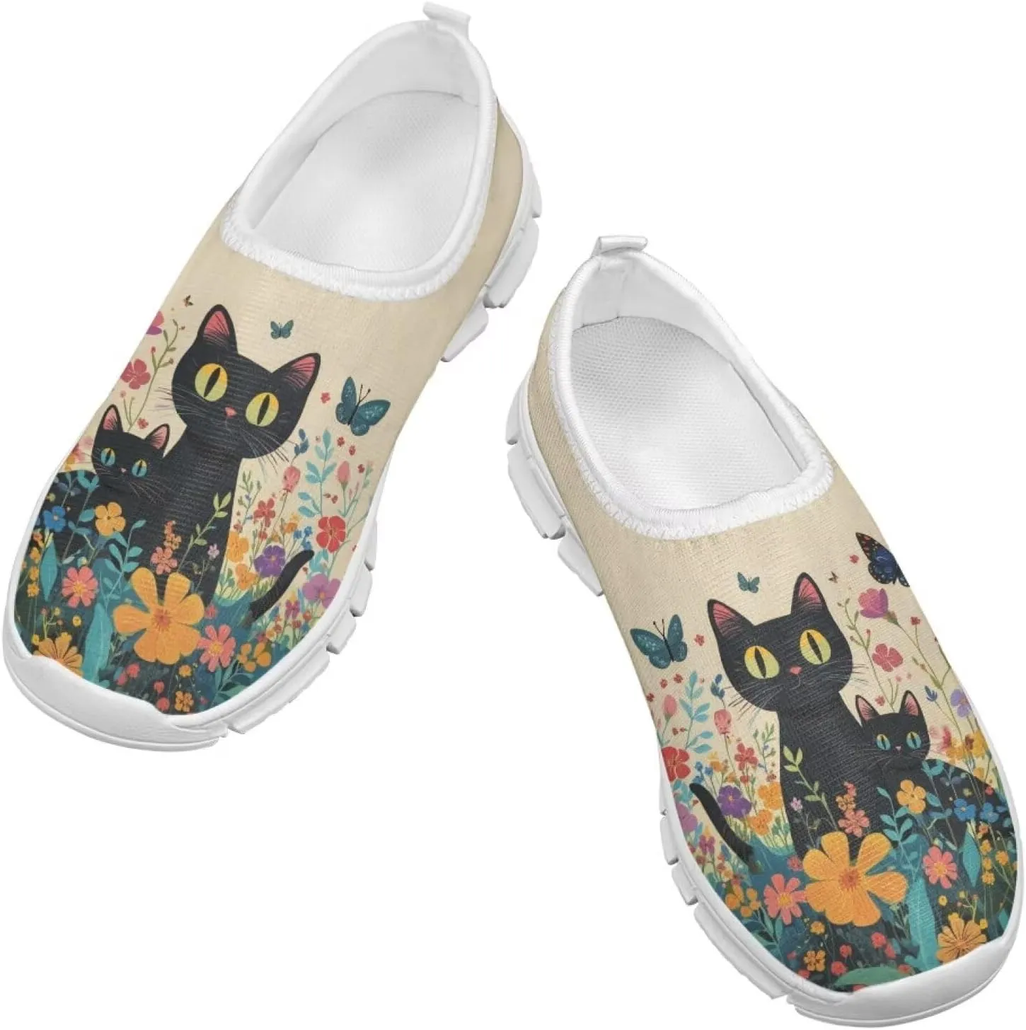 Girls Running Shoes Cute Kids Slip On Sneakers Cartoon Themed Tennis Shoes