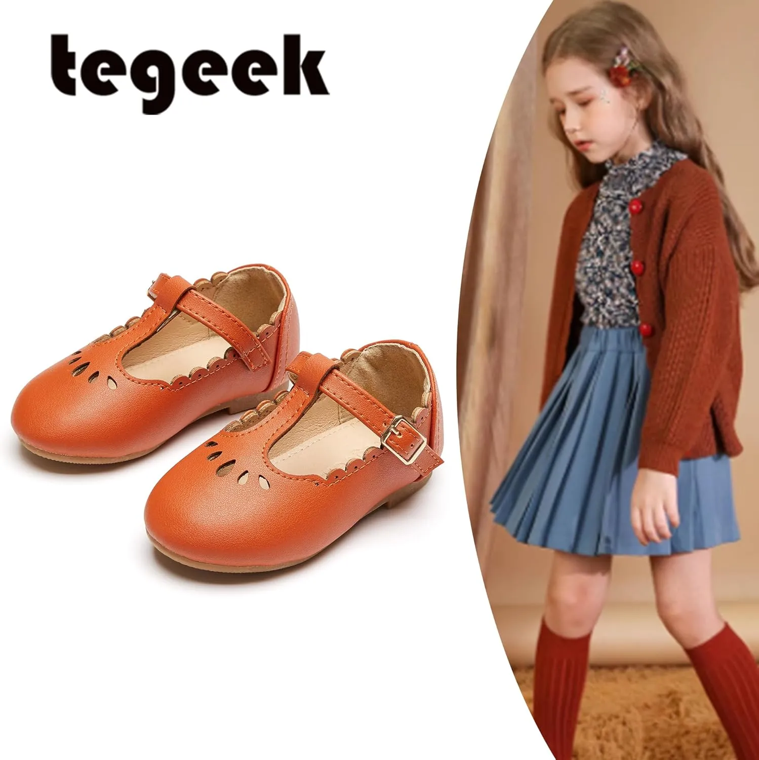 Girls Toddler Little Kid Mary Jane Flats T-Strap School Uniform Dress Shoes