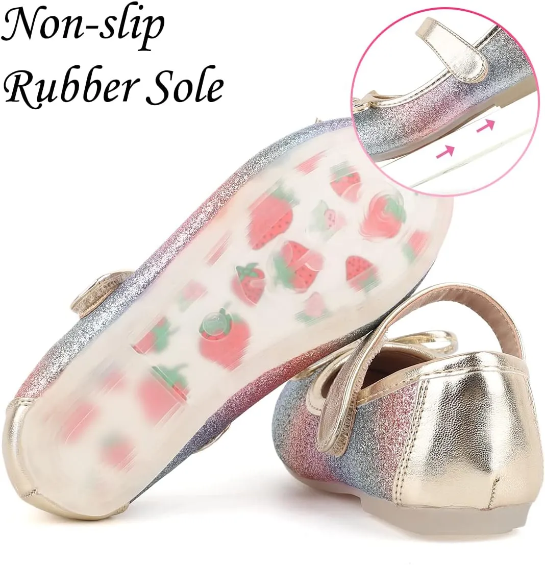 Grils Dress Shoes Rainbow Girl Flat Shoes for Birthday Party School Weeding Cute Toddler Mary Jane Shoes