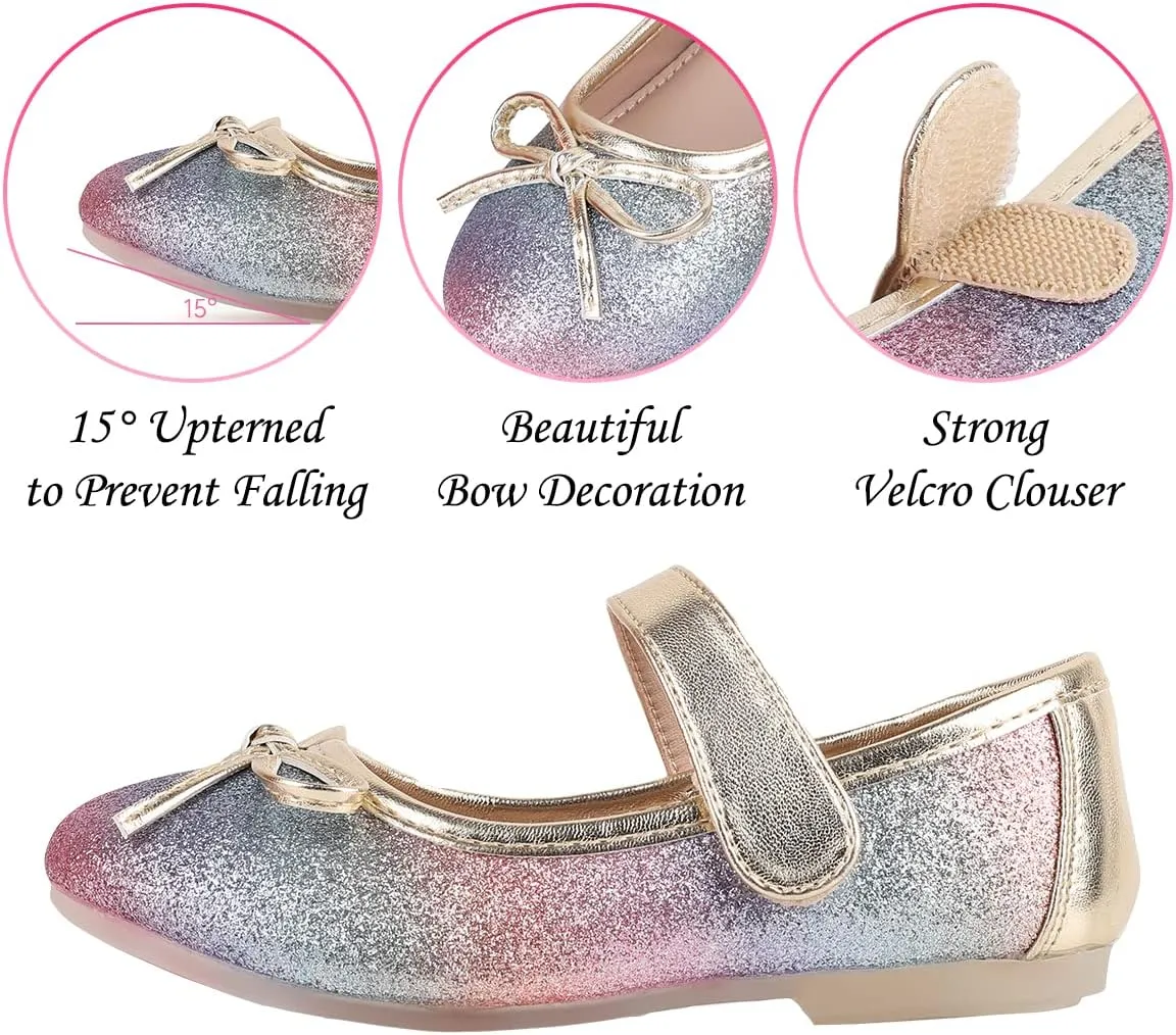 Grils Dress Shoes Rainbow Girl Flat Shoes for Birthday Party School Weeding Cute Toddler Mary Jane Shoes