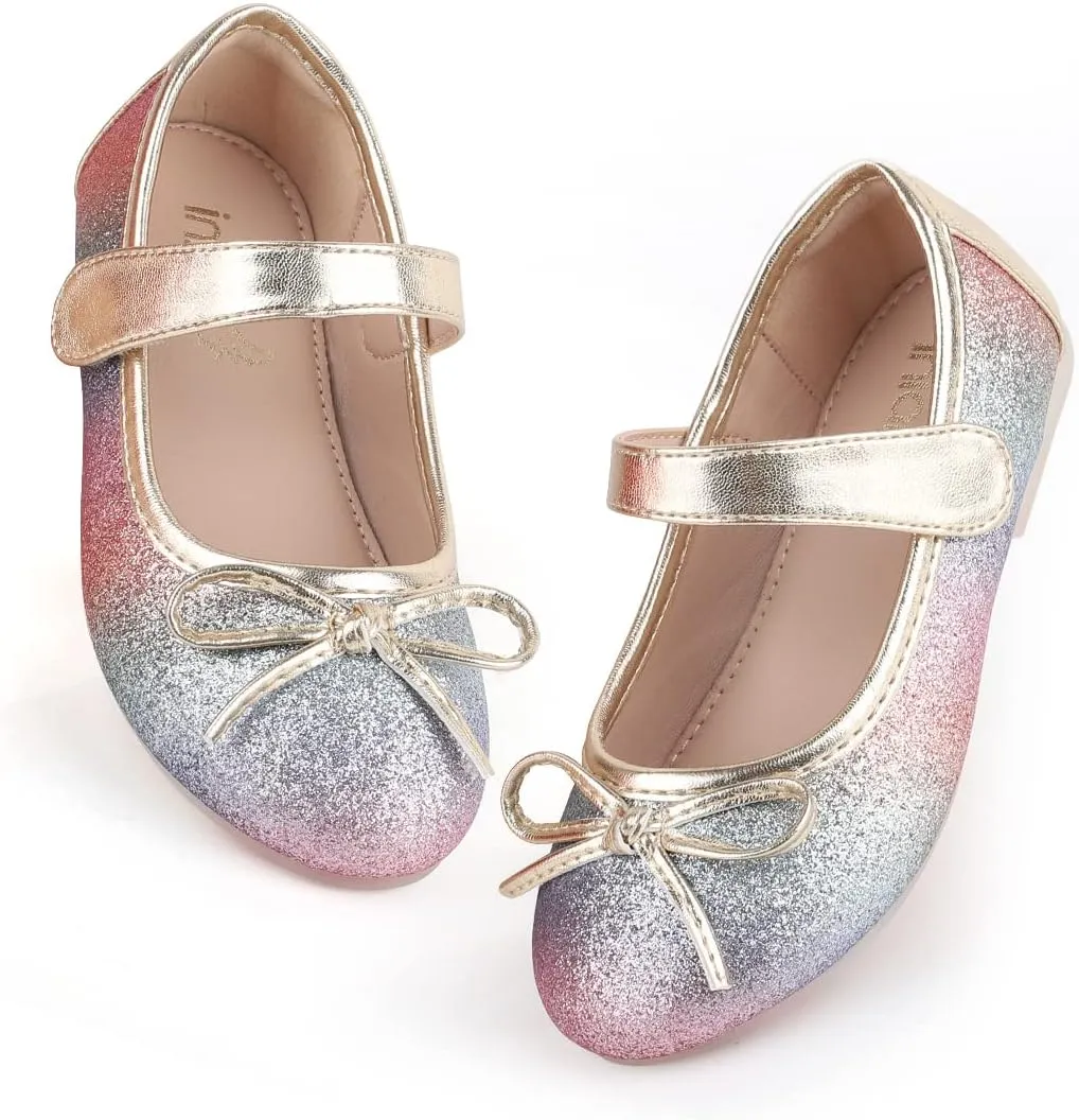 Grils Dress Shoes Rainbow Girl Flat Shoes for Birthday Party School Weeding Cute Toddler Mary Jane Shoes