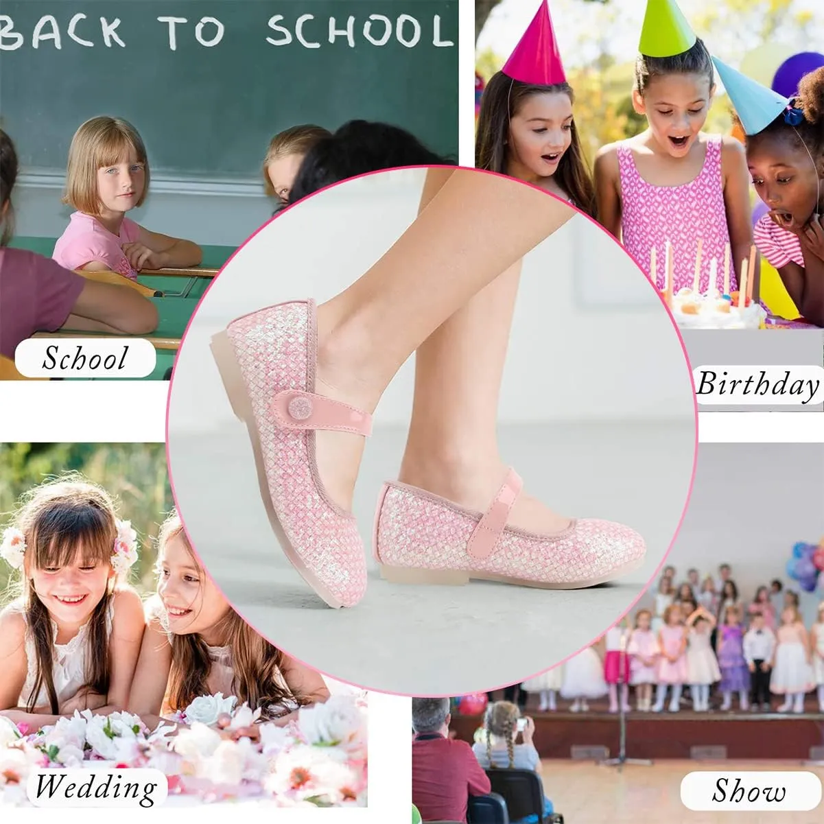 Grils Dress Shoes Rainbow Girl Flat Shoes for Birthday Party School Weeding Cute Toddler Mary Jane Shoes