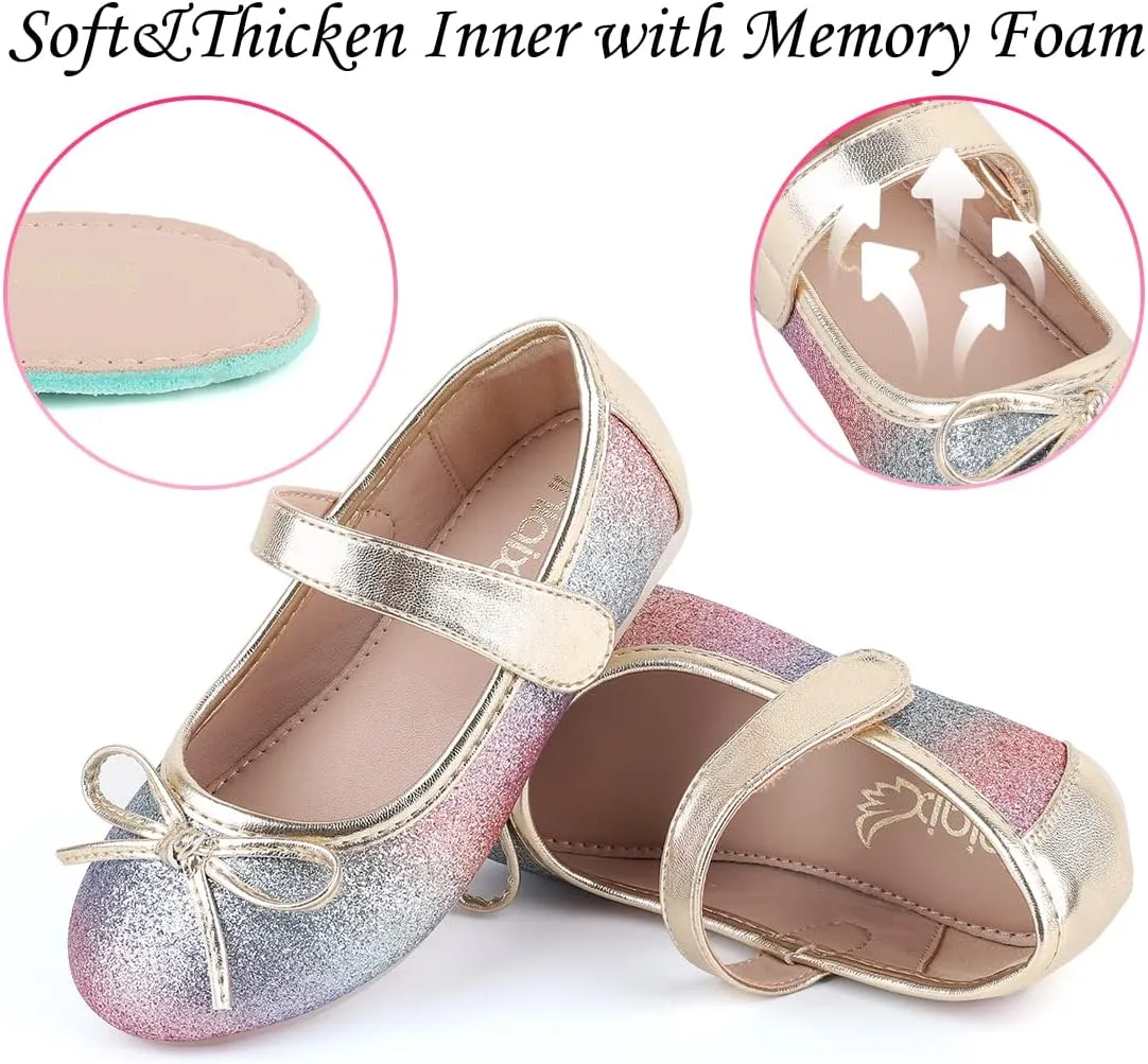 Grils Dress Shoes Rainbow Girl Flat Shoes for Birthday Party School Weeding Cute Toddler Mary Jane Shoes
