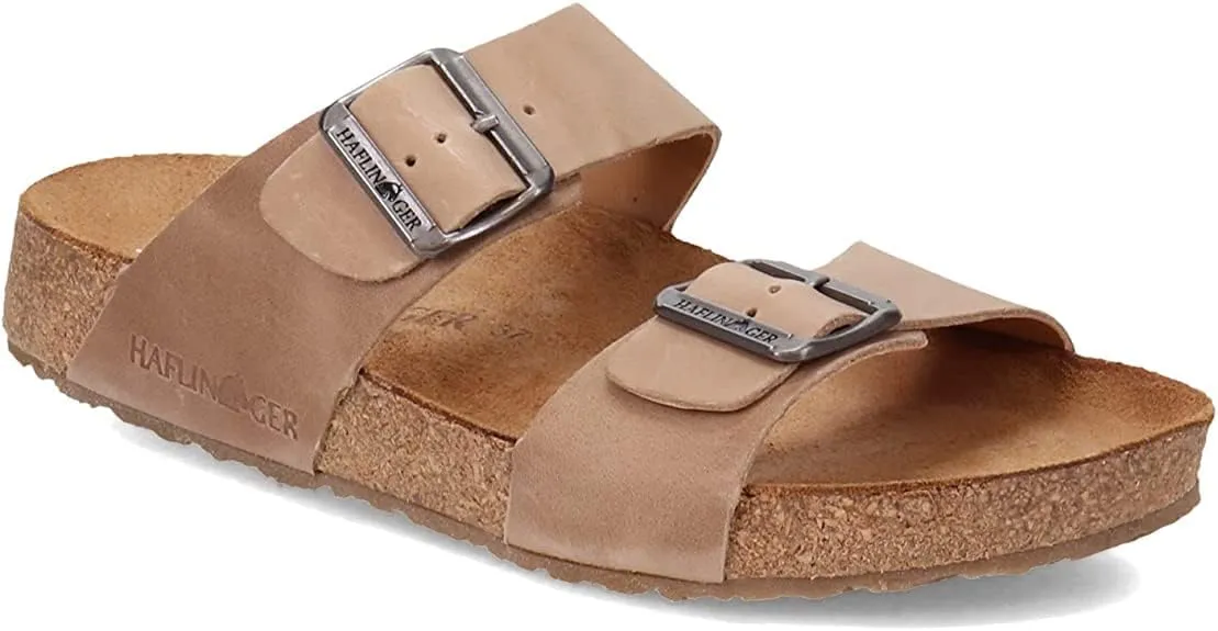 HAFLINGER Andrea Elegant Leather Sandals with Rubber Sole and Cork Latex Footbed Unisex