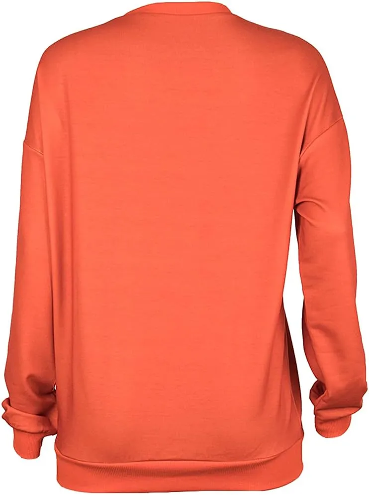 Halloween Pumpkin Sweatshirt Crewneck Pullover - Animal Cat Bat Print Casual Loose Long Sleeve Tops Shirts