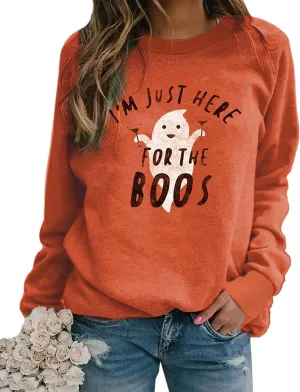 Halloween Pumpkin Sweatshirt Crewneck Pullover - Animal Cat Bat Print Casual Loose Long Sleeve Tops Shirts