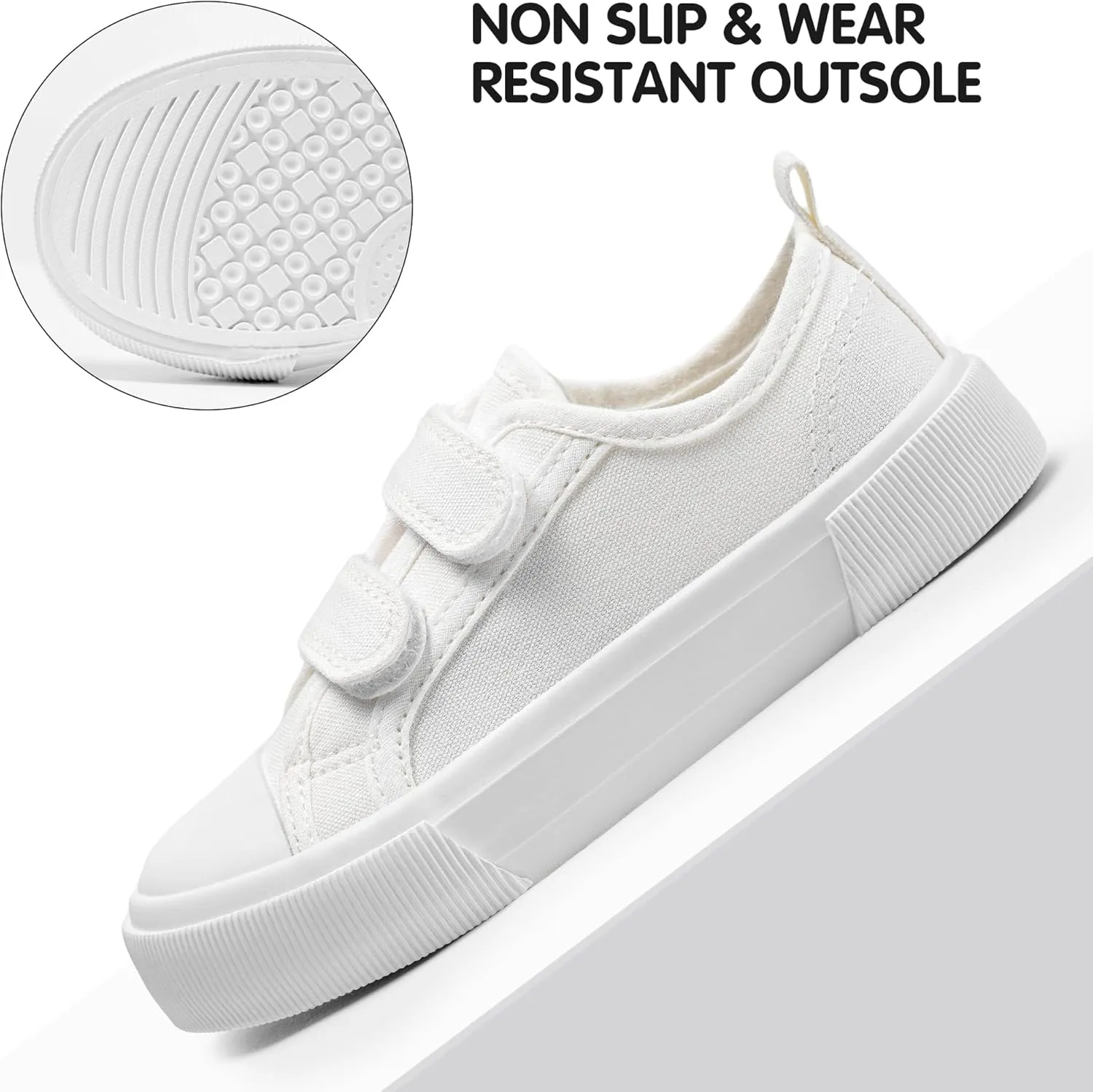 Harvest Land Toddler Kids Canvas Sneakers for Boys and Girls – Casual Walking Shoes with Double Hook-and-Loop Straps, Non-Slip Lightweight Trainers for Baby & Little Kids