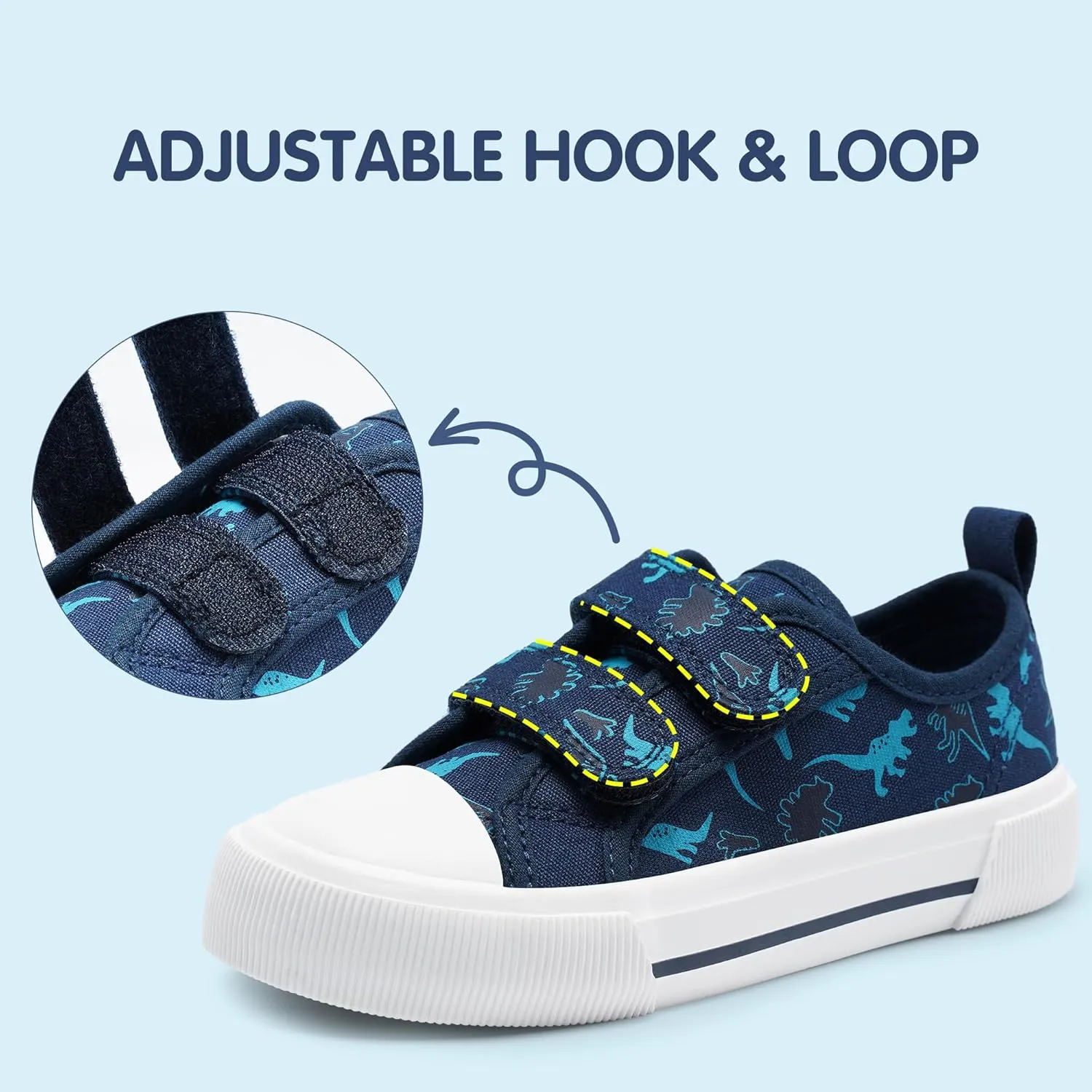 Harvest Land Toddler Kids Canvas Sneakers for Boys and Girls – Casual Walking Shoes with Double Hook-and-Loop Straps, Non-Slip Lightweight Trainers for Baby & Little Kids
