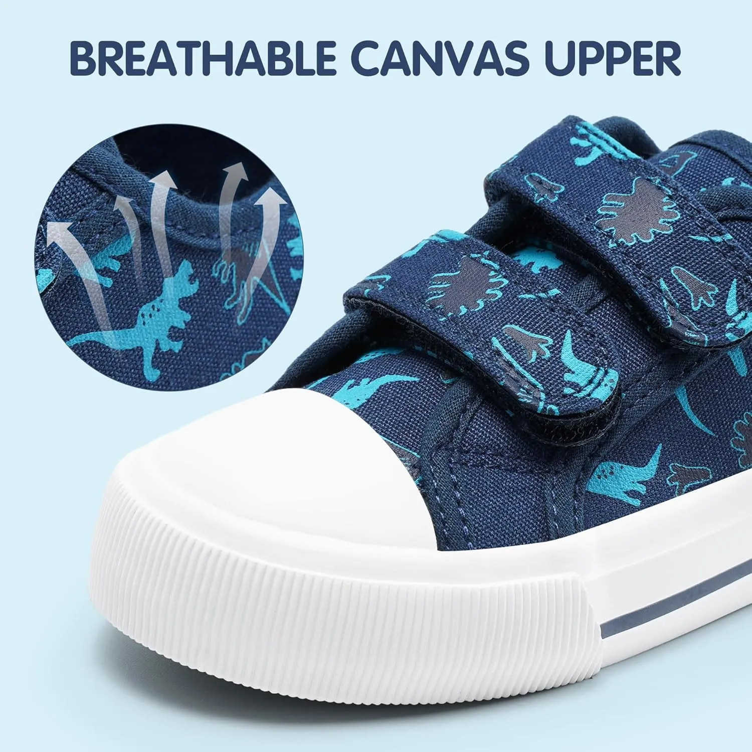 Harvest Land Toddler Kids Canvas Sneakers for Boys and Girls – Casual Walking Shoes with Double Hook-and-Loop Straps, Non-Slip Lightweight Trainers for Baby & Little Kids