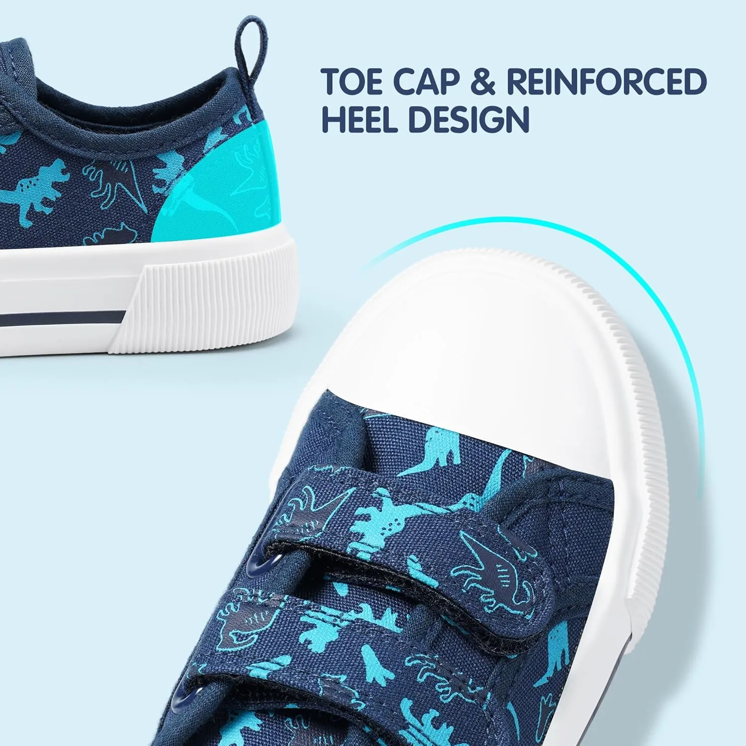 Harvest Land Toddler Kids Canvas Sneakers for Boys and Girls – Casual Walking Shoes with Double Hook-and-Loop Straps, Non-Slip Lightweight Trainers for Baby & Little Kids