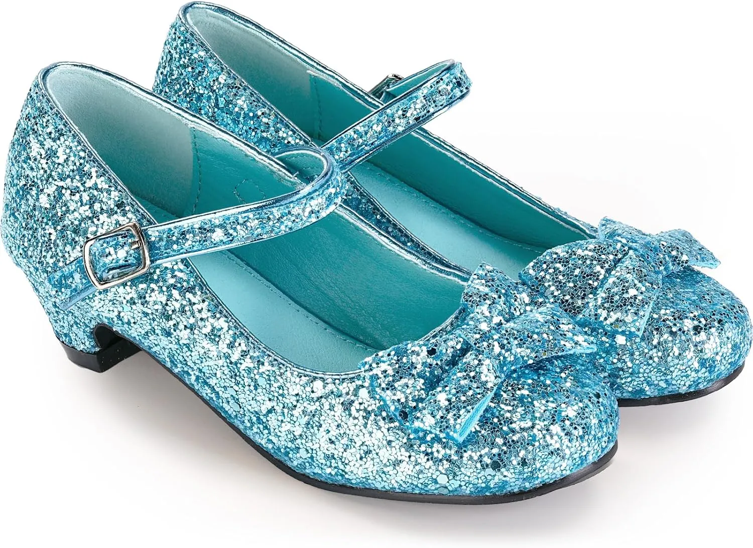 Haysandy Girls Glitter Dress Shoes Low Heel Princess Flats for Kids Toddler Flower Wedding Party Shoes with 2 Pairs Socks