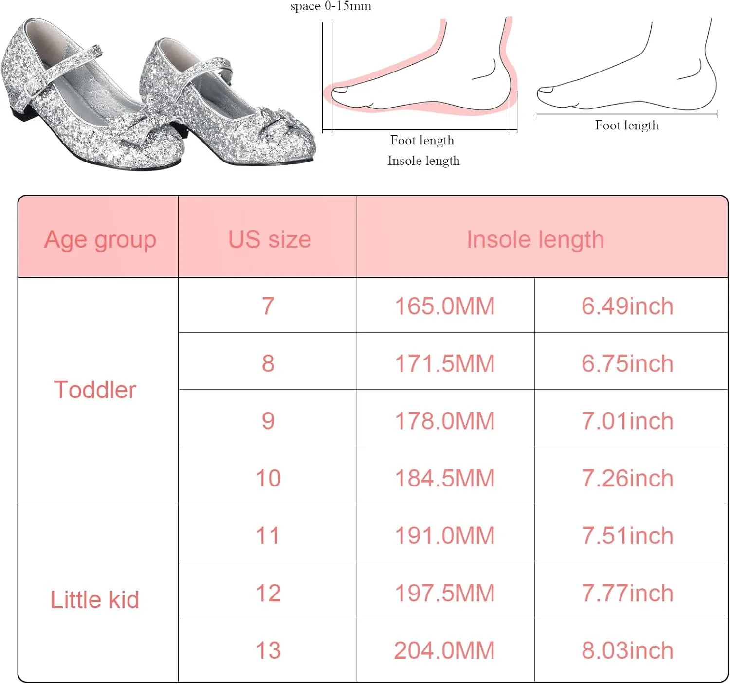 Haysandy Girls Glitter Dress Shoes Low Heel Princess Flats for Kids Toddler Flower Wedding Party Shoes with 2 Pairs Socks