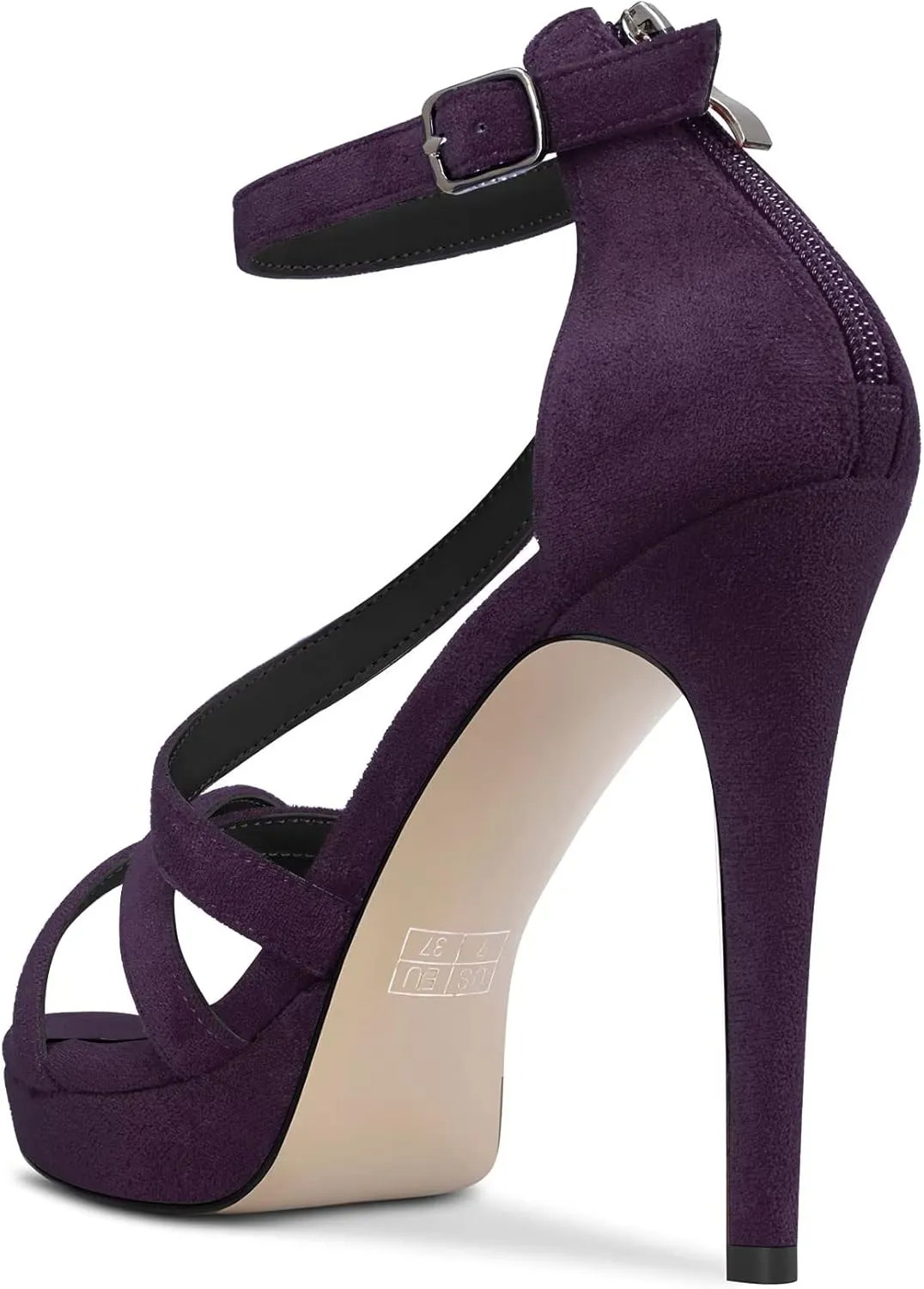 HDEUOLM Women Stiletto High Platform Heel Peep Open Toe Sandals Ankle Strap Prom Dress 4.7 Inches Heels